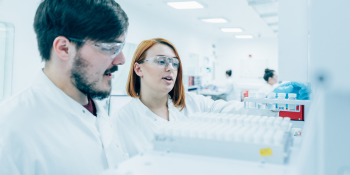 Two scientists working in a laboratory